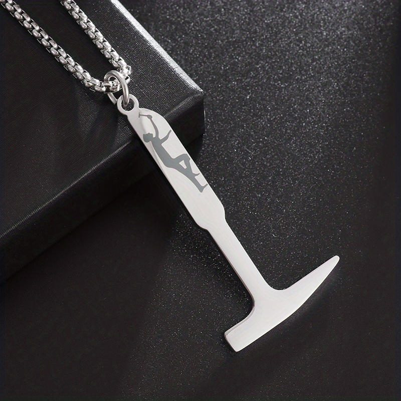 Fashion Men's Stainless Steel Hammer Man Pendant Necklace Street - Temu