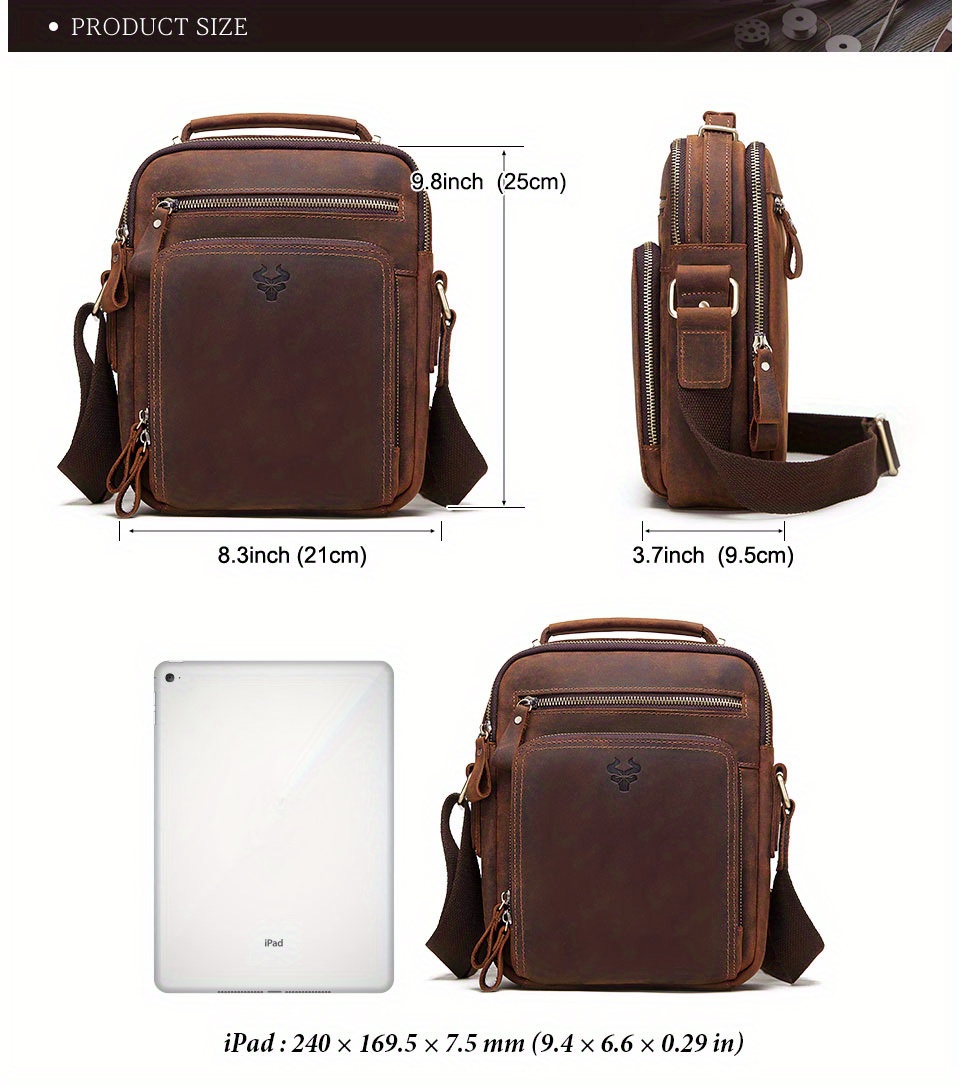 Humerpaul Top Layer Leather Men's Shoulder Bag High quality - Temu