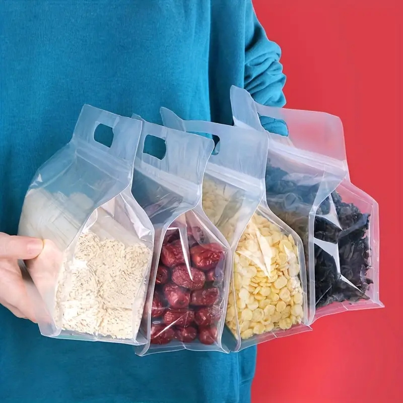 10pcs Leakproof Frosted Food Storage Bags - Perfect for Organizing Snacks,  Nuts, Vegetables, Fruits, and More - Reusable and Convenient for Kitchen an