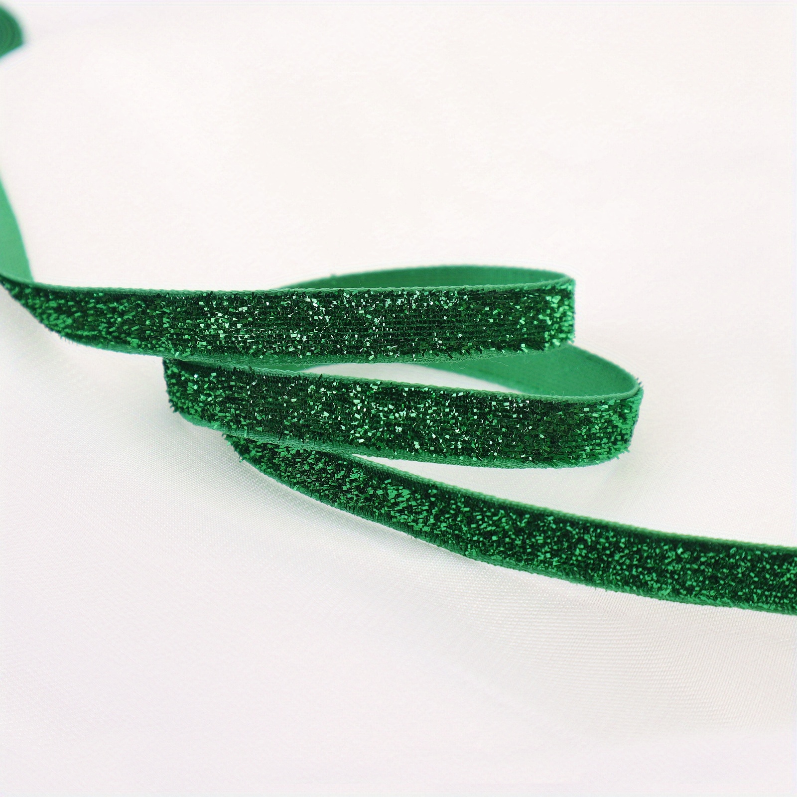 5 Yards Metallic Glitter Ribbon Lace Green Ribbon Sparkly Velvet