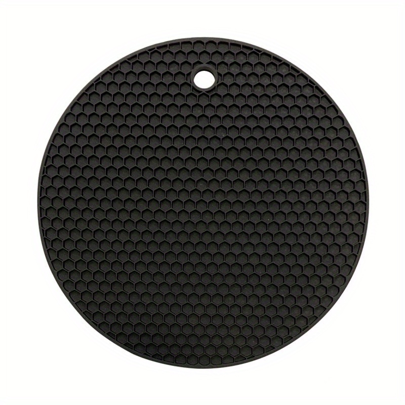 1pc Round Black Silicone Heat Insulation Pad, Non-slip And Heat