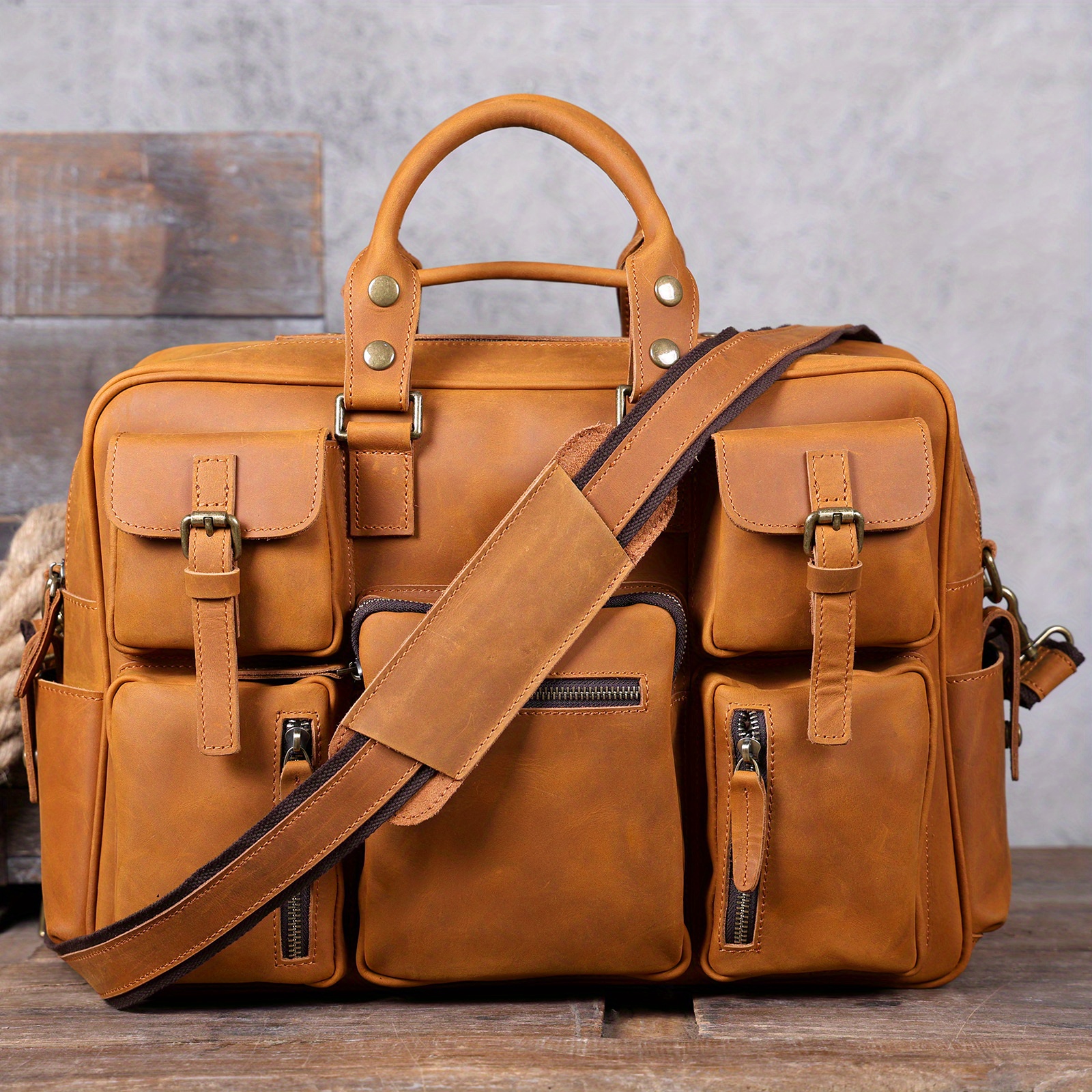 Leather Laptop Bag, Quality Real Full Grain Briefcase