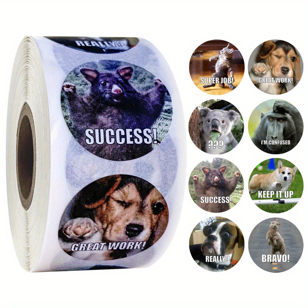 Image of 500pcs Funny Motivational Stickers Animals Reward Stickers Gift Decor Game Sticker