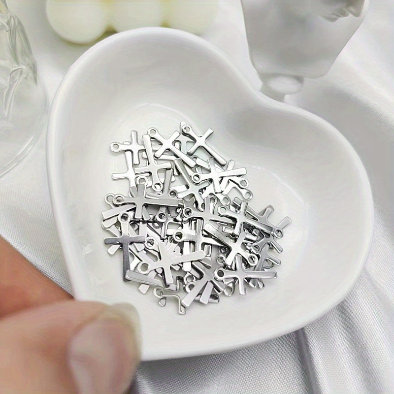 50 Stück Edelstahl Silber Kreuz Design Anhänger Für DIY - Temu Austria