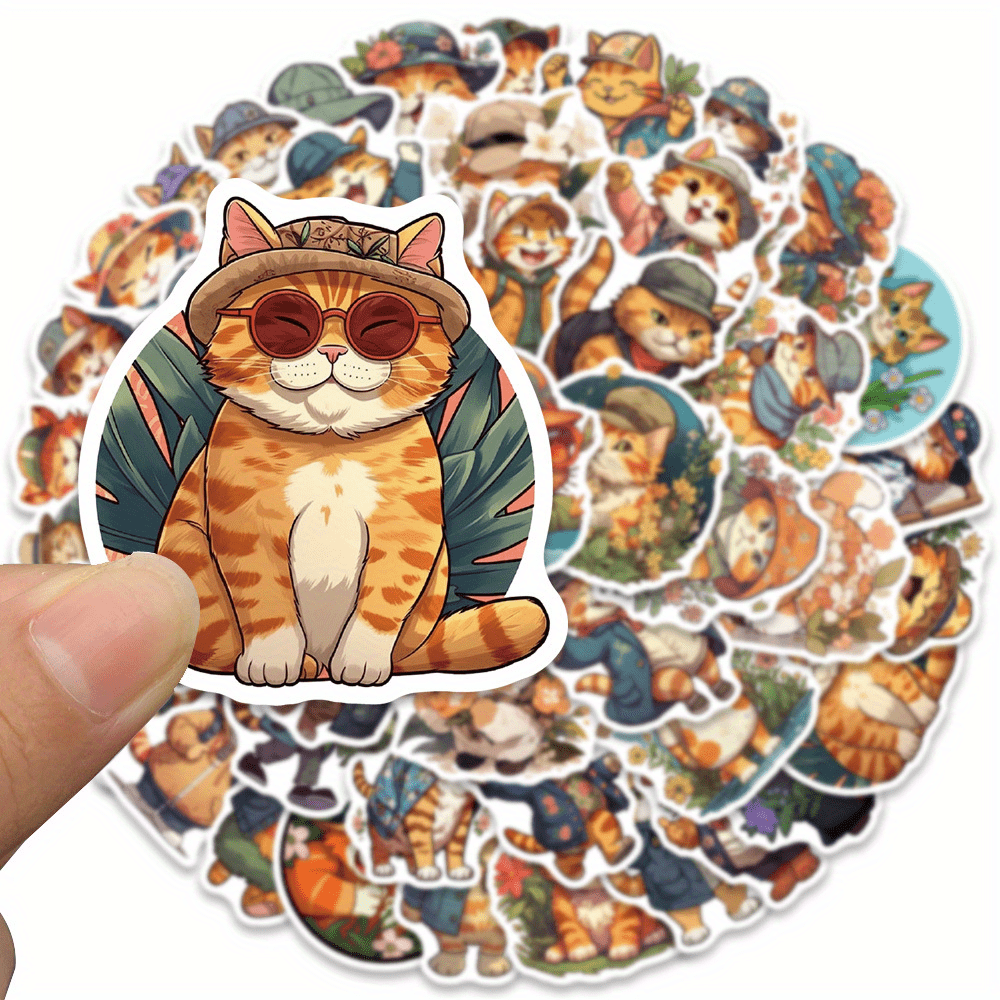 Cute Cat Stickers Vinyl Waterproof Funny Cats Decals For - Temu