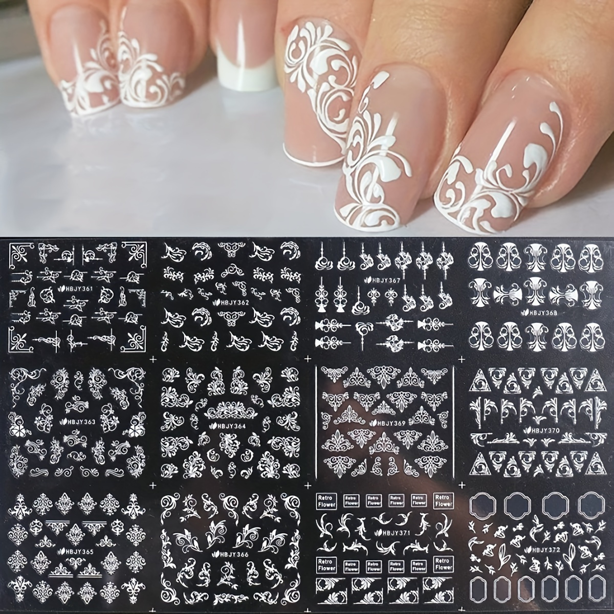  Black Star Nail Stickers Abstract Geometric Nail Art