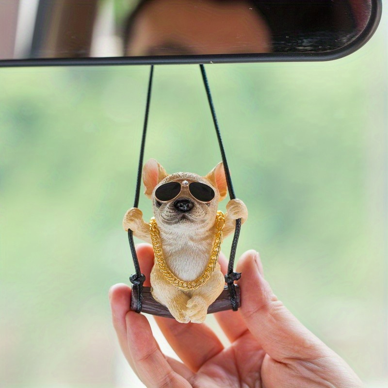 Car Pendant Car Interior Charm Net Red Swing Fighting Puppy - Temu