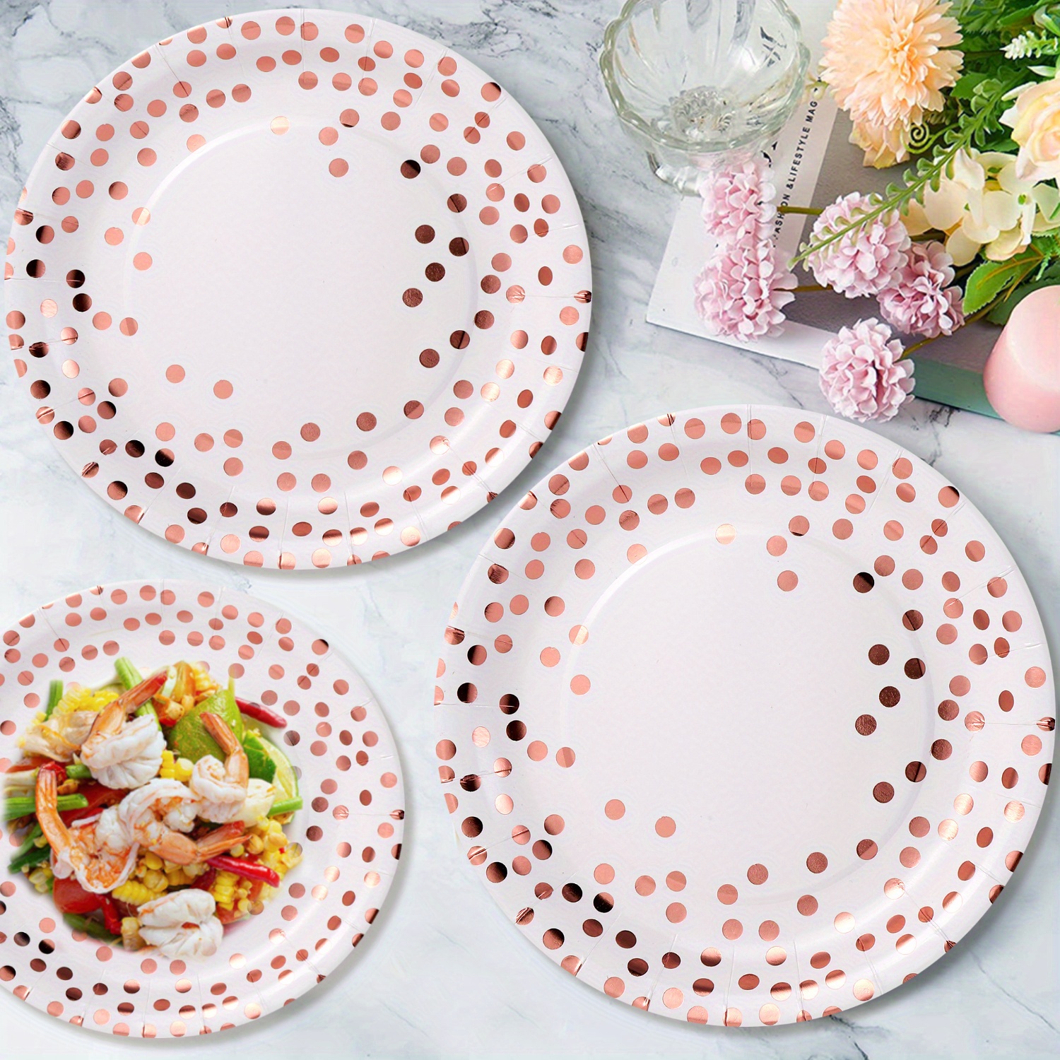 Rose Gold Paper Plates - Ideal for Parties and Celebrations