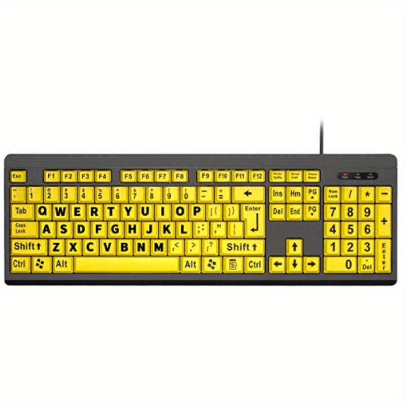 Large Print Computer Keyboard: Wired USB High Contrast Keyboard with  Oversized Big Letters for Visually Impaired, Seniors, Students & Computer