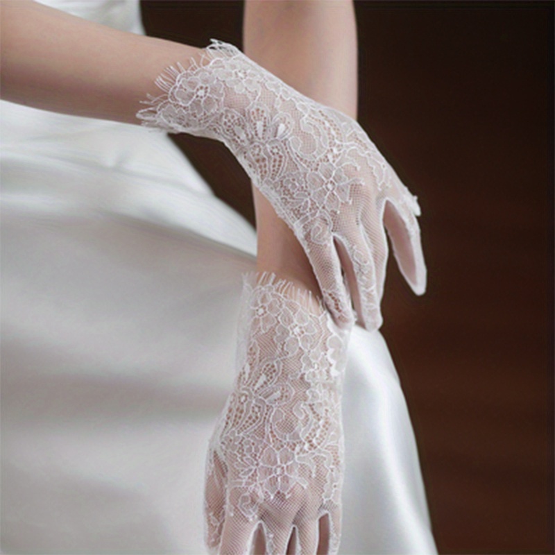 Elegante guante de encaje blanco guantes de boda de las mujeres guantes  cortos, fiesta, carreras, boda, madre de la novia -  México