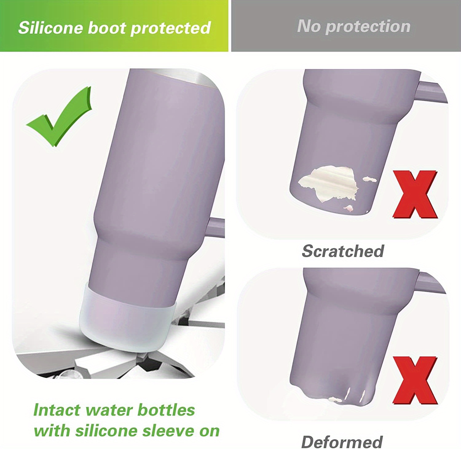 Protective Silicone Boot For Stanley Quencher H2.0 40 Oz & Iceflow Flip 20 Oz  30 Oz And Hydroflask 12-24 Oz, Anti-slip Bottle Bottom Sleeve Cover