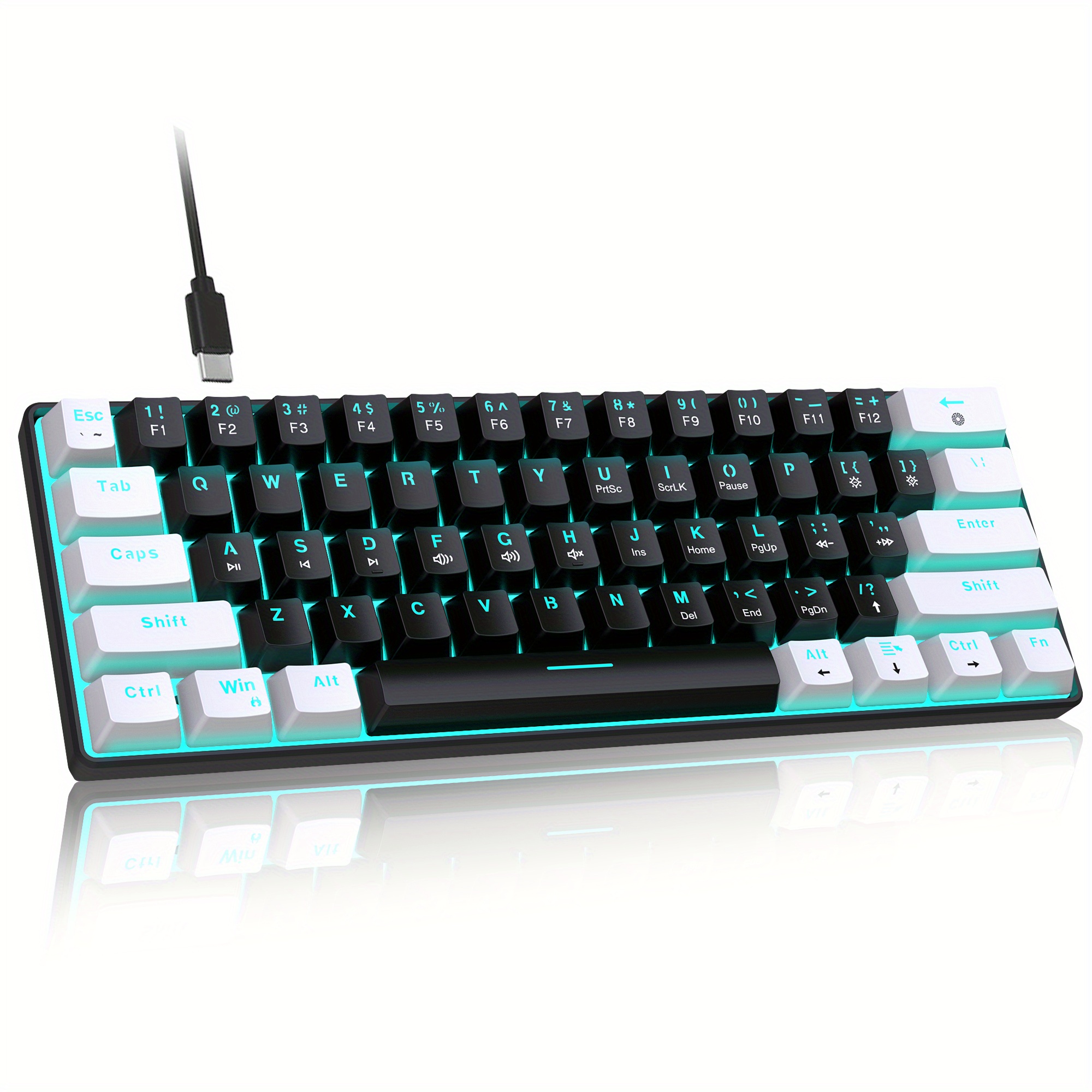 Compact 61 key Mechanical Gaming Keyboard Portable Sea Blue - Temu