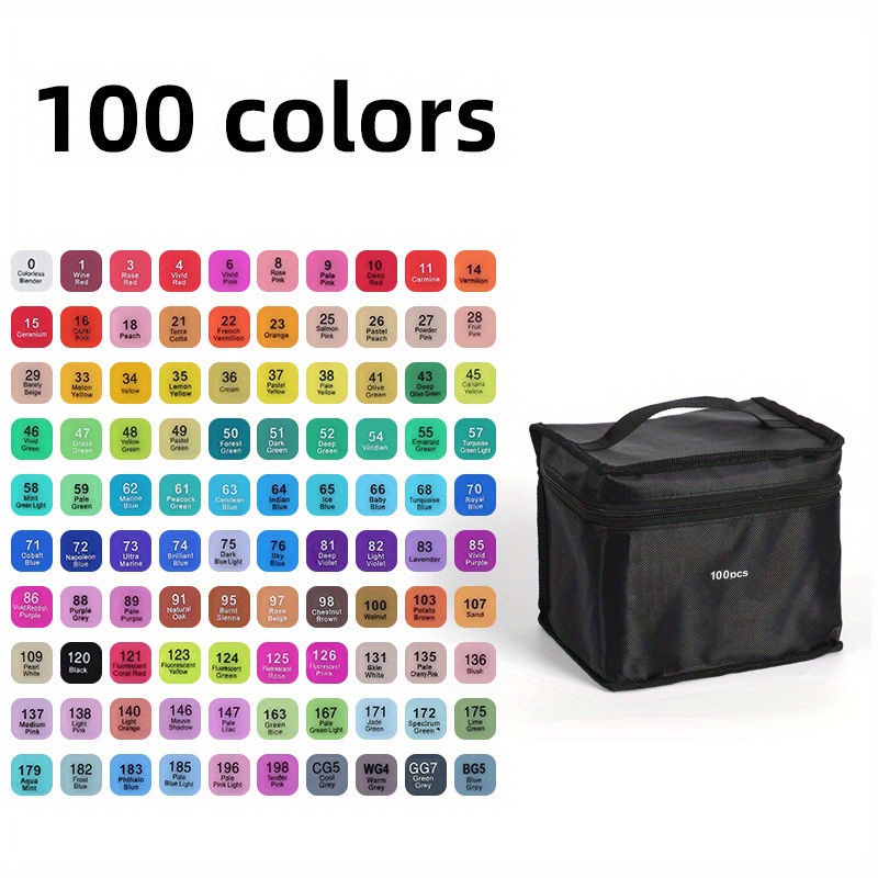 80 Color Alcohol Markers Set - Dual Tip, Vibrant Colors, Safe for Kids - 80  Pack