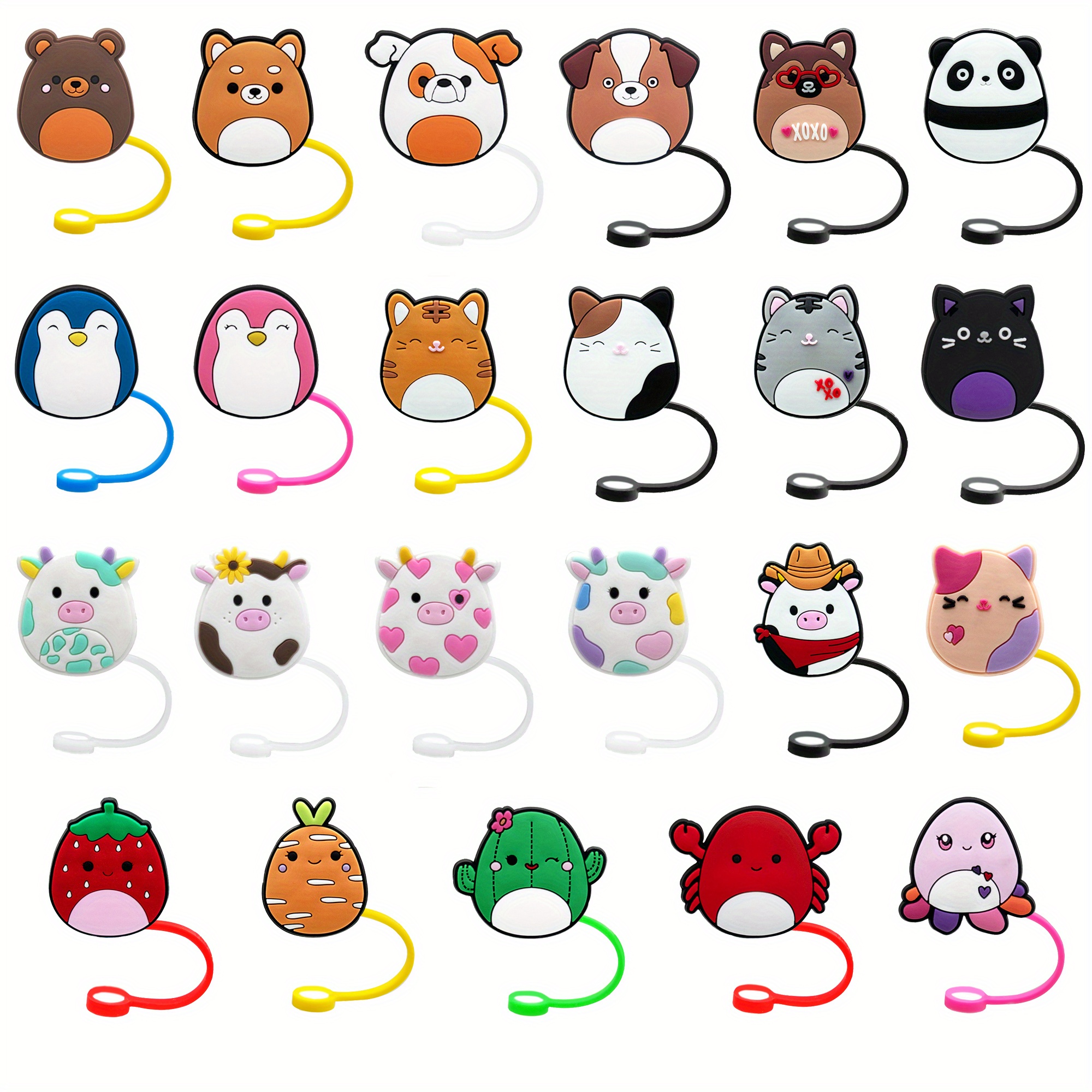 Cute Kawaii Animals Reusable Drinking Straw Plugs Protective - Temu