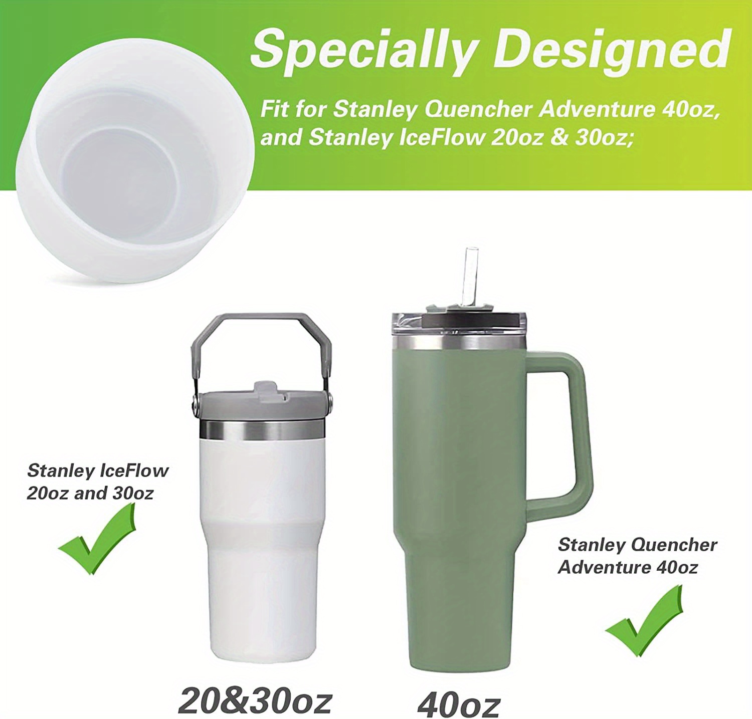 HAOESS Silicone Boot for Stanley Quencher H2.0 40 oz 30 oz 20 oz & Stanley  IceFlow Flip 20 oz 30 oz, Stanley Tumbler cup Accessories Bottle Bottom  Sleeve Cover, Anti-Slip (Clear)