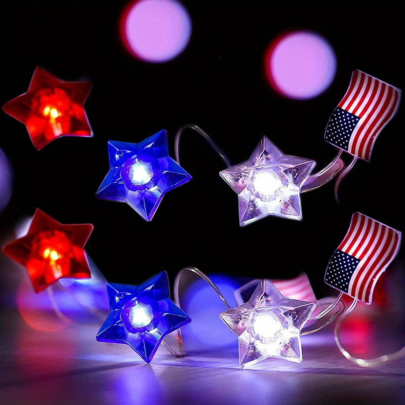 Usa Flag String Lights Independence Day Decorative String - Temu