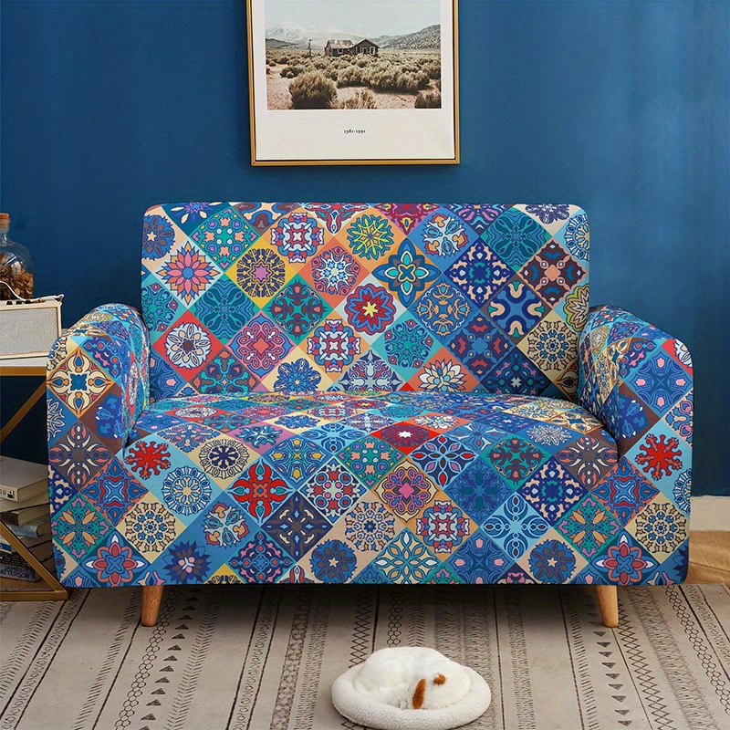 Classic Boho Milk Silk Printed Sofa Slipcover