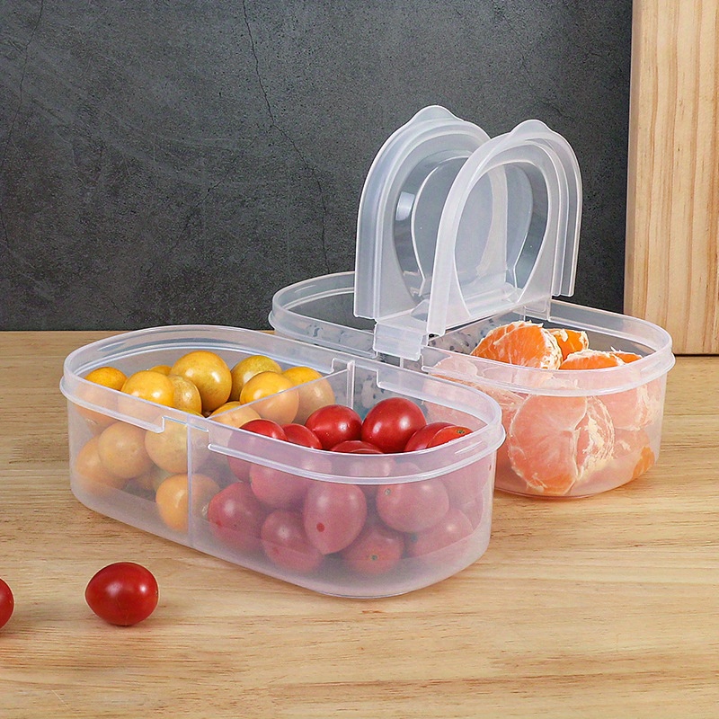 1pc Two-layer Vegetable Strainer & Storage Container With Transparent Lid,  Square Shape Garlic & Onion Chopper Box For Food Freshness And Freezing