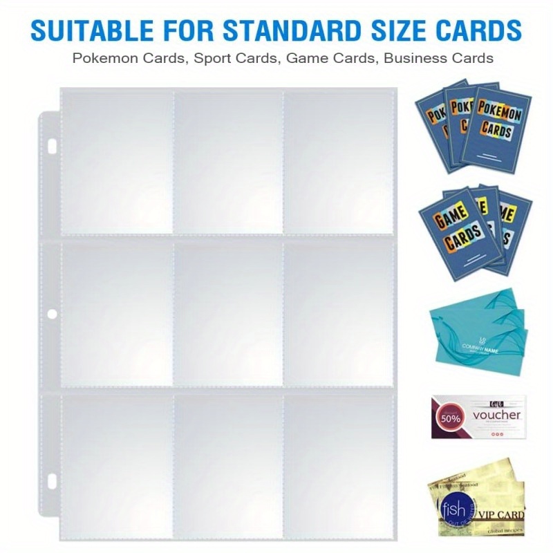 9 pocket Trading Card Pages: 11 hole Storage Album For 3 - Temu