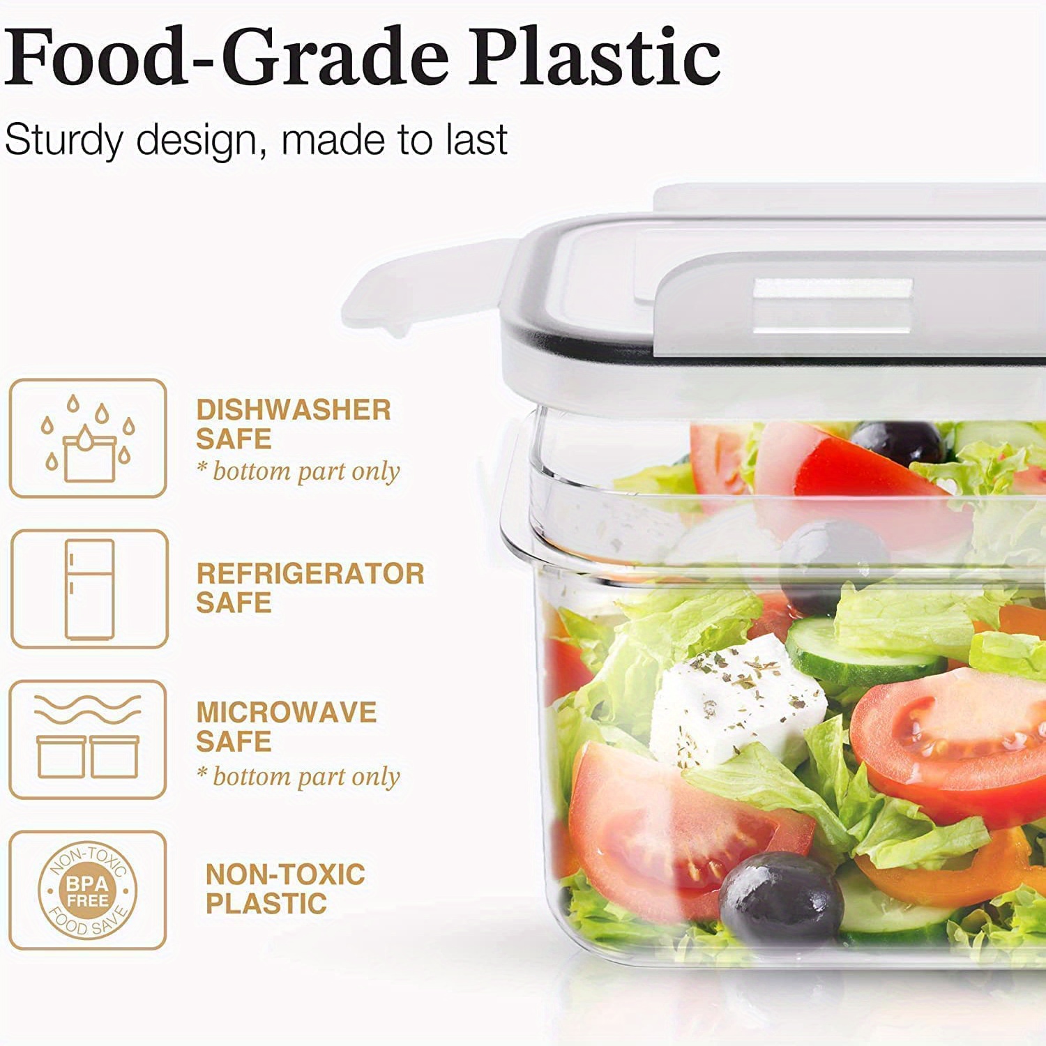 Plastic Food Storage Containers with Lids, for Flour & Sugar - Air Tight Kitchen & Pantry Organization Bulk Food Storage, BPA-Free, Size: 425 mL