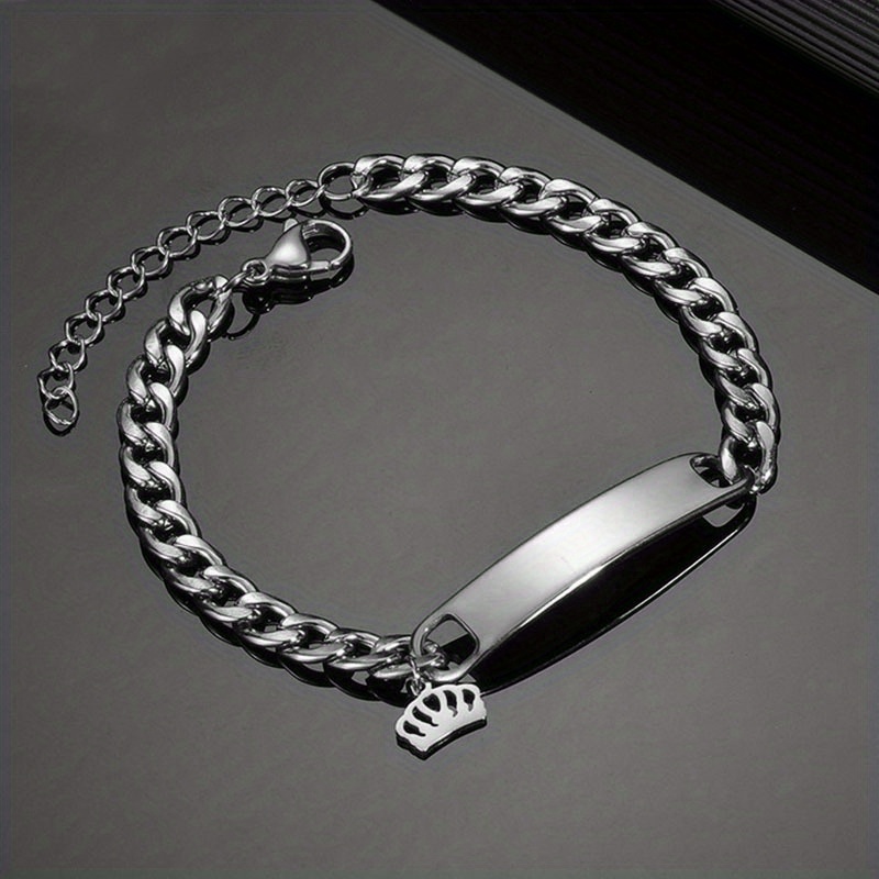 Men's Engraved Silver Chain Bracelet