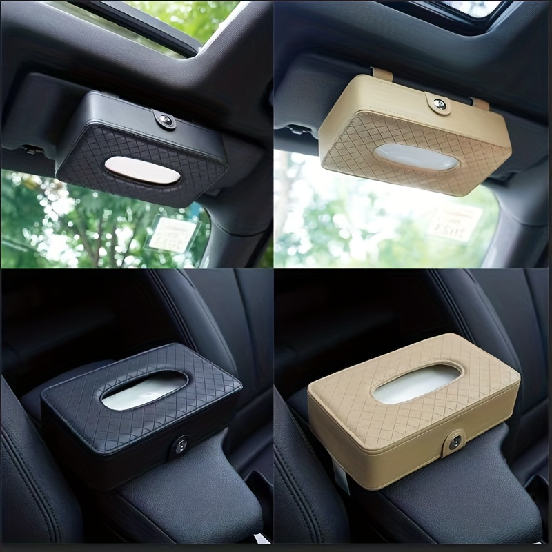 Car Tissue Box Bag Leather Sun Visor Car Interior Supplies - Temu