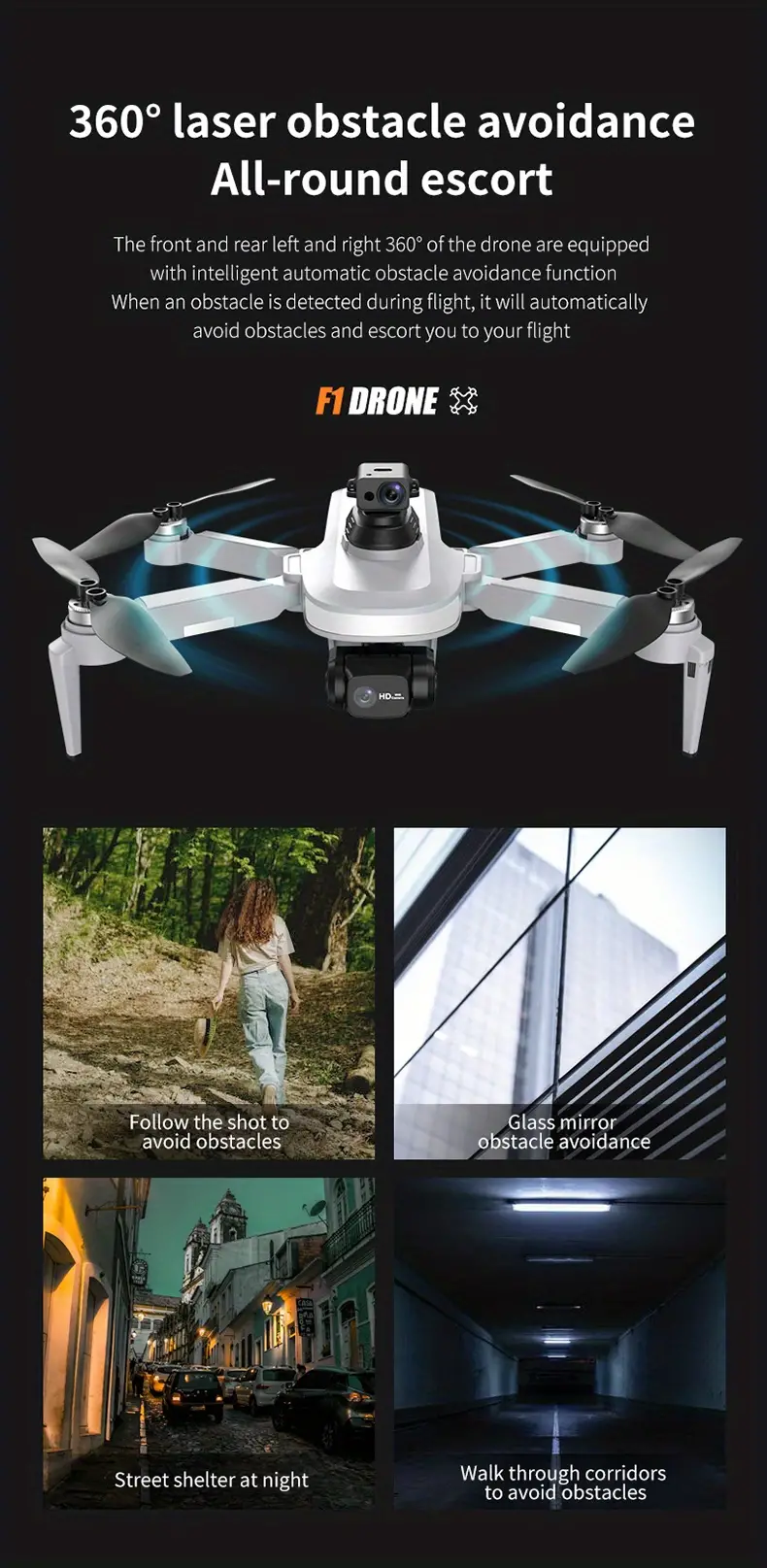 2023 latest version f1 wifi drone with gps brushless motor anti shake gimbal adjustable 4k hd dual camera version laser obstacle avoid sensor drones details 1
