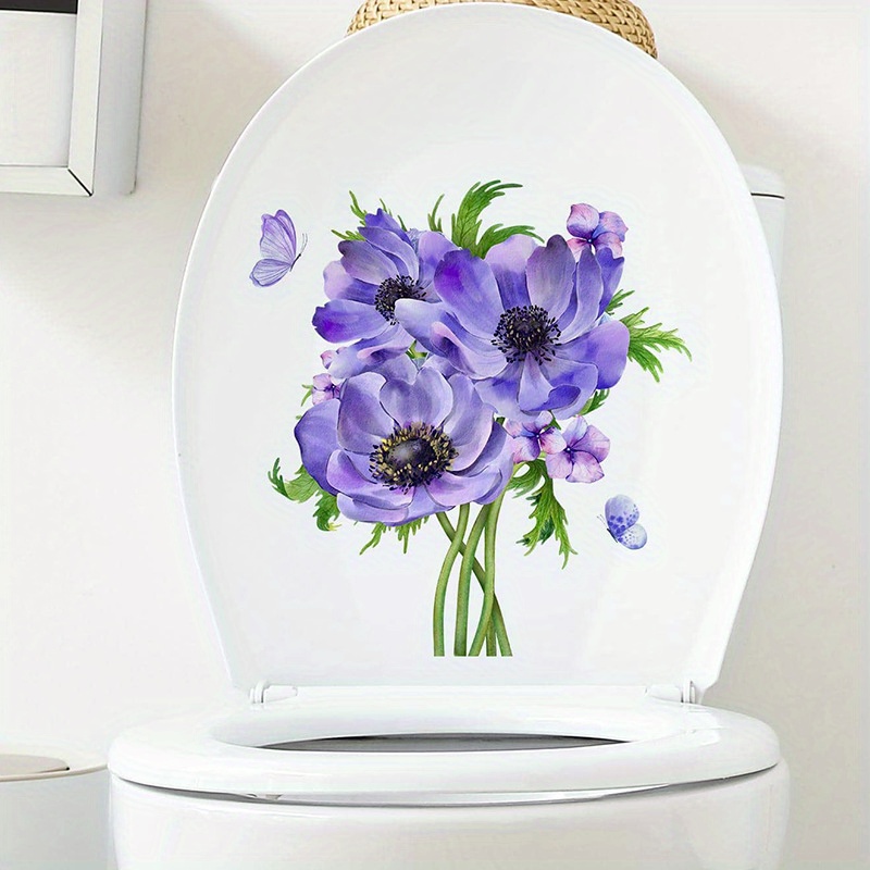 1pc Plant & Vase Design Toilet Sticker For Bathroom Decor