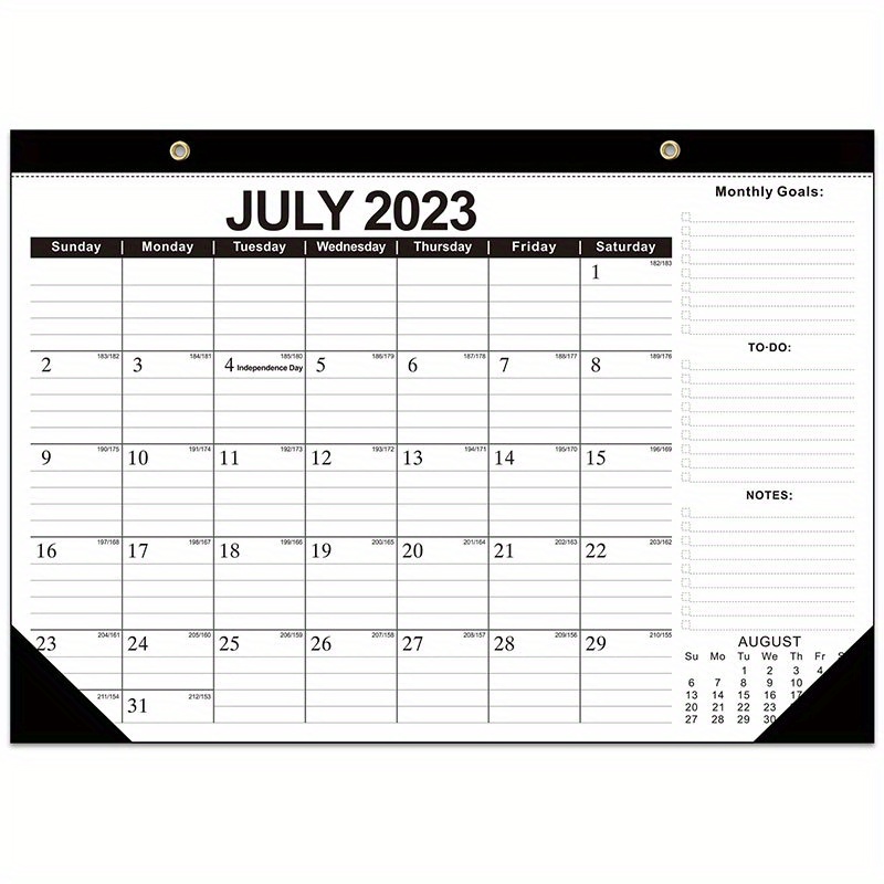 2023-2024 Calendario da Parete da Tavolo, 18 Mesi da Luglio 2023 a Dicembre  2024 Calendario da Scrivania Muro Mensile Planner 43 x 30.5 cm per Casa  Ufficio Scuola Organizzare Pianificare (Nero) 