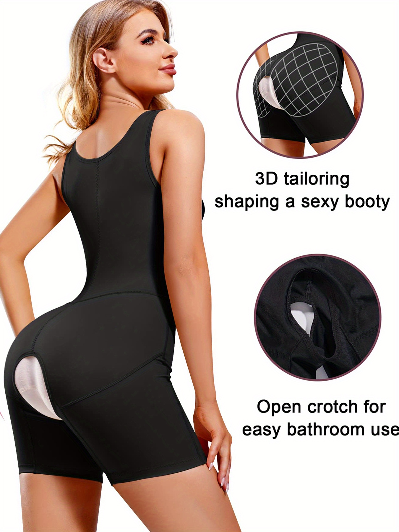 Front Buckle Shaping Bodysuit, Tummy Control Butt Lifting Open Crotch Body  Shaper, Women's Underwear & Shapewear