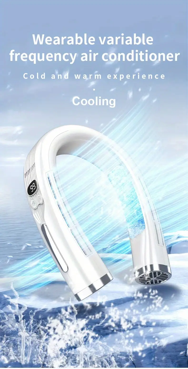 hanging neck fan cooling small air conditioner portable leafless silent small usb charging built in 4400ma battery ring neck cooling air conditioner with a 15 c drop per second the upper and lower air ducts are really cool for the outflow of feng details 0