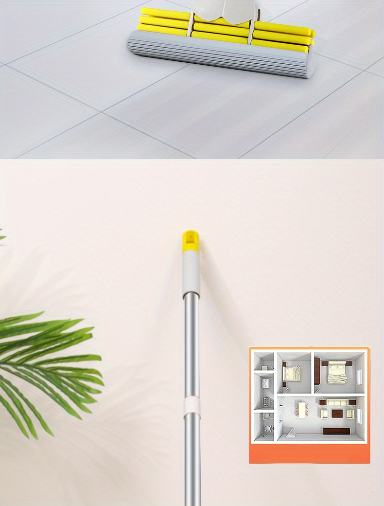 Sponge Roller Mop Stainless Steel Handle Floor Cleaner - Temu