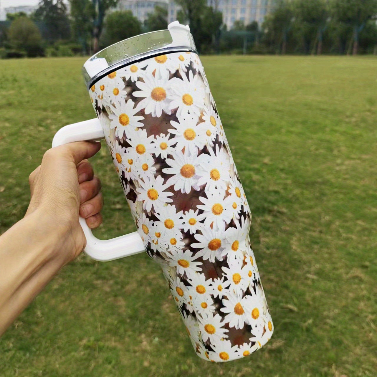 1200ml/40oz Insulated Tumbler With Handle And Straw, Stainless Steel  Leakproof Tumbler With Handle, Outdoor Travel Car Cup With Straw, Dustproof  Cup Cover And Silicone Handle, Reusable Water Bottle With Straw And Cup