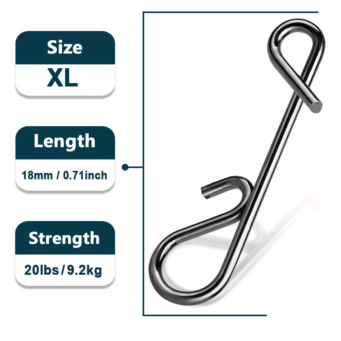 50-200pcs Stainless Steel Fishing Long Line Clips Snap Saltwater