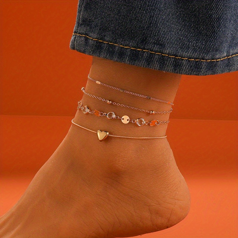 Fashion Multilayer Infinity Love Heart Initial Letter Chain Anklet