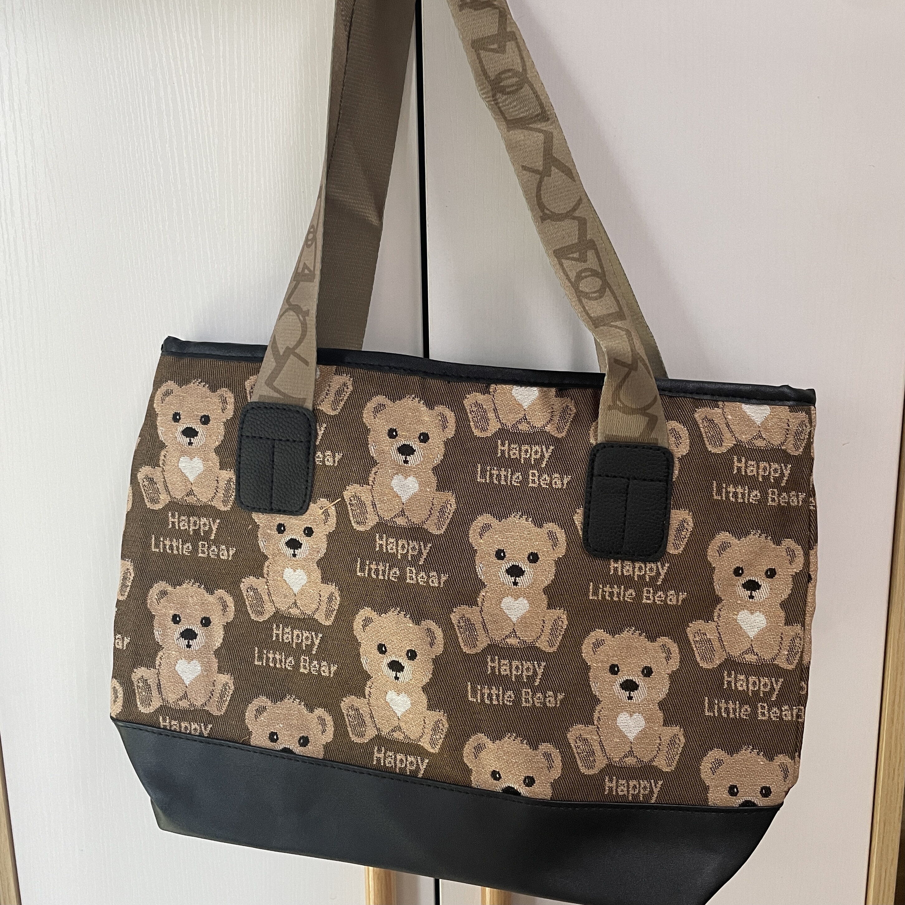 Kawaii Cute Bear Tote Bag, Large Capacity Shoulder Bag, Women's Casual  Handbag & Purse For Travel & Commuter - Temu