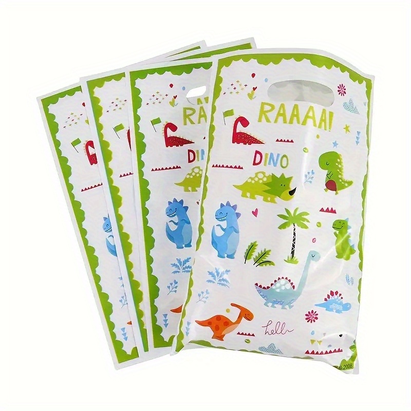 10pcs Dinosaur Pattern Gift Bag, Jungle Animal Birthday Party Decoration Supplies, Plastic Candy Cookie Packaging Bag, Favor Bag, Party Supplies, Holiday Supplies