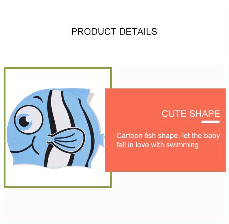 bonnet de bain enfant dessin poisson bleu SILICONE ANIMAL HEAD REEF FISH  CAP FINIS France