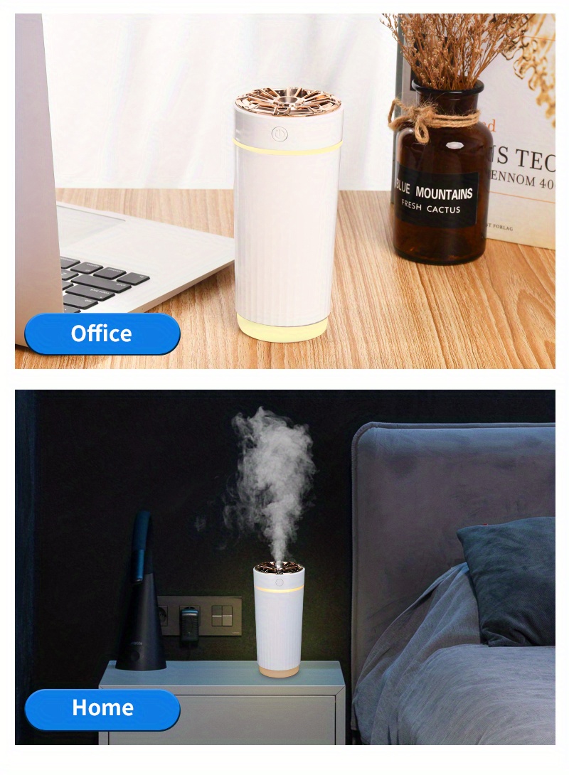 1pc portable mini air humidifier 270ml usb desktop diffuser ultra quiet aromatherapy essential oil perfect for car bedroom office small appliance bedroom accessories details 11