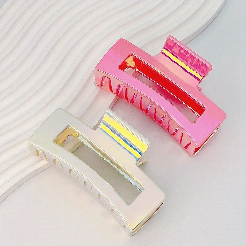 2pcs/set Plastic Laser Color Hair Claw Glitter Shark Claw For Hair Thin Hair Hair Accessories For Women