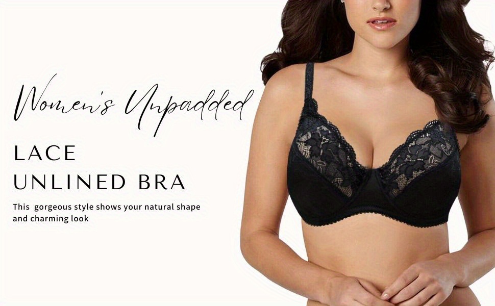 Contrast Lace Push Bra Comfy Breathable Full Coverage - Temu