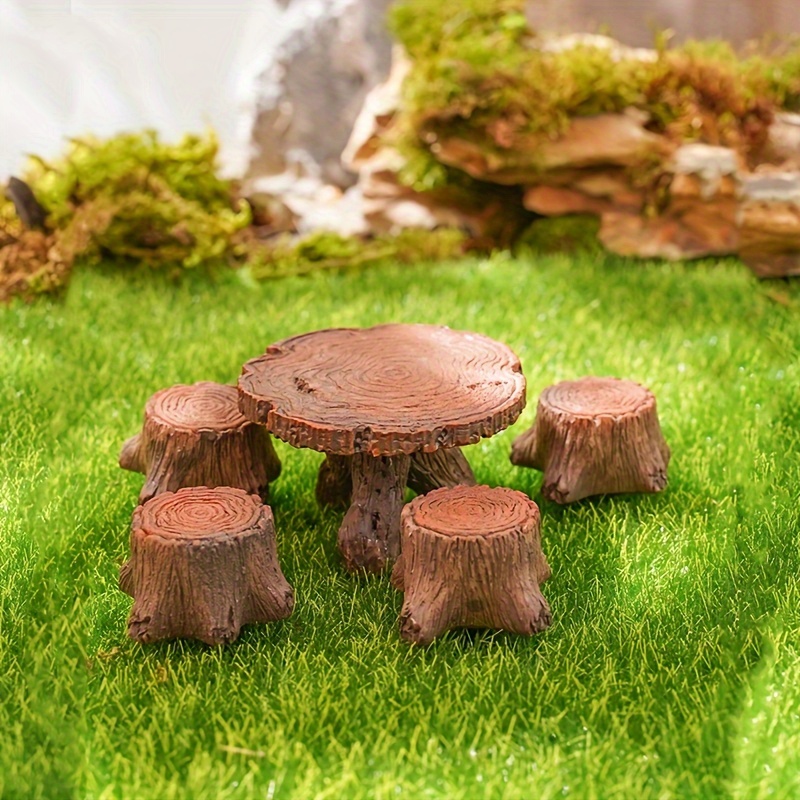 TEMU 5pcs Mini Tree Stumps Garden Art Accessories Resin Ornament, Gardening Landscape Accessories, Resin Creative Crafts Home Decoration Eid Al-adha Mubarak