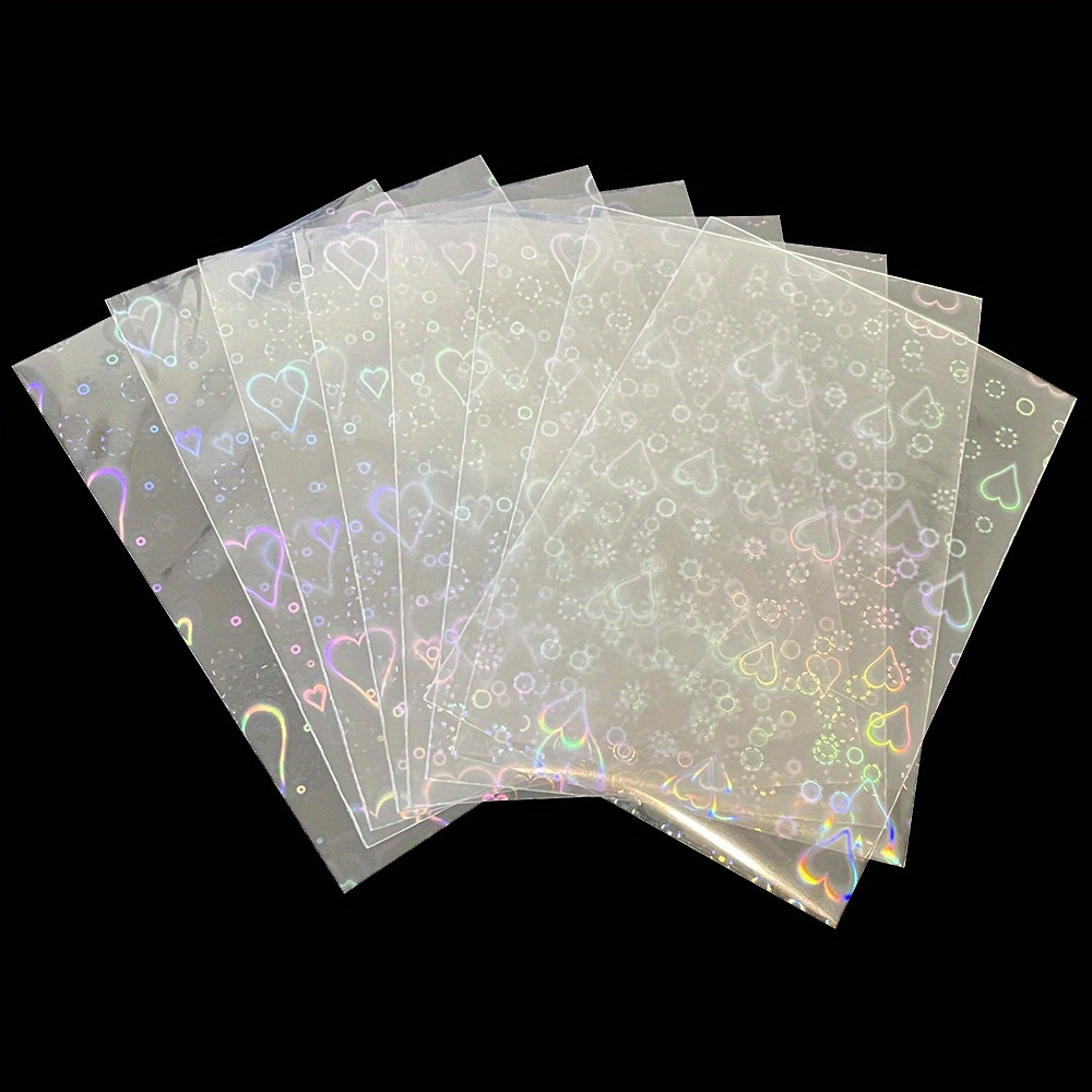 Image of 50pcs Heart Photocard Sleeves Toploader Protector Inner Sleeves Sleeve Holographic Film