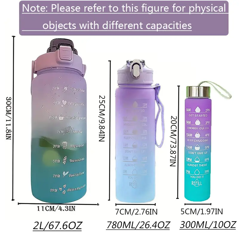 large capacity gradient-1pc 67 63oz 2l large capacity gradient color plastic straw sports fitness water cup outdoor portable water bottle straw cup back to school supplies details 4