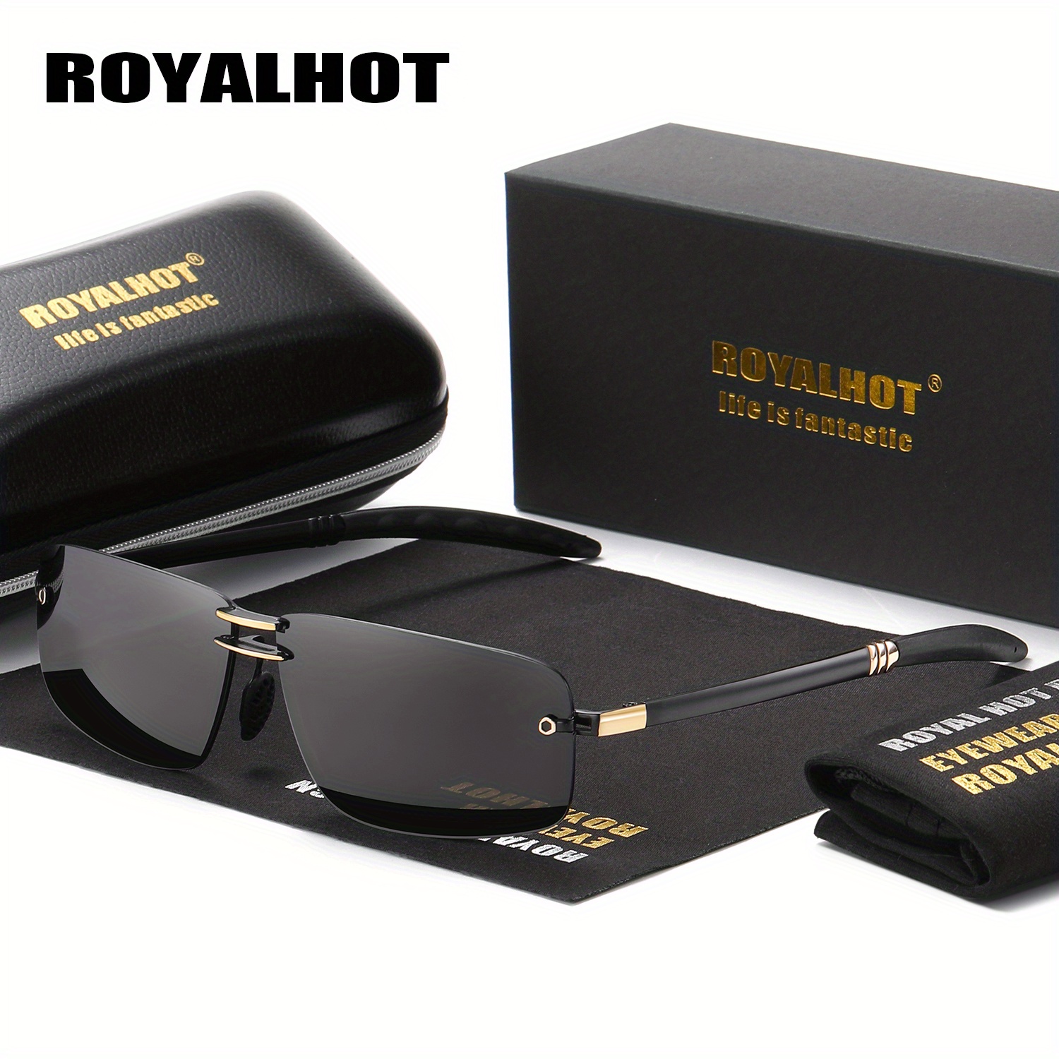 Classic Metal Polarized Sunglasses With Large Frame For Men And