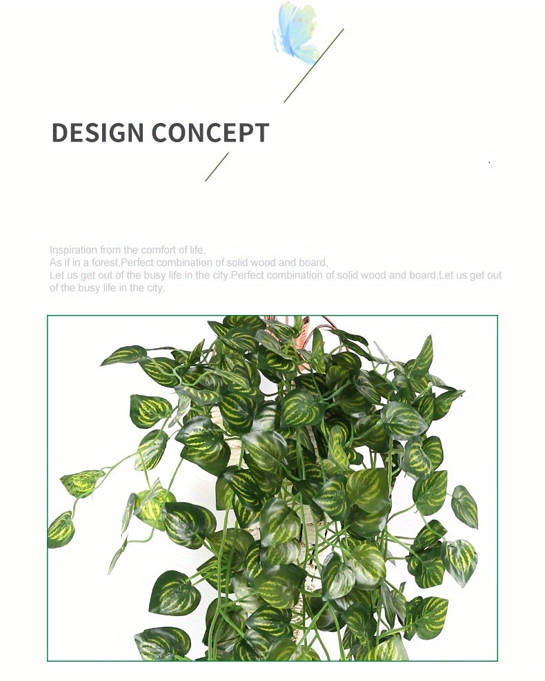 2pcs Realistic Artificial Grape Ivy Vine Wall Hanging Plants For Home