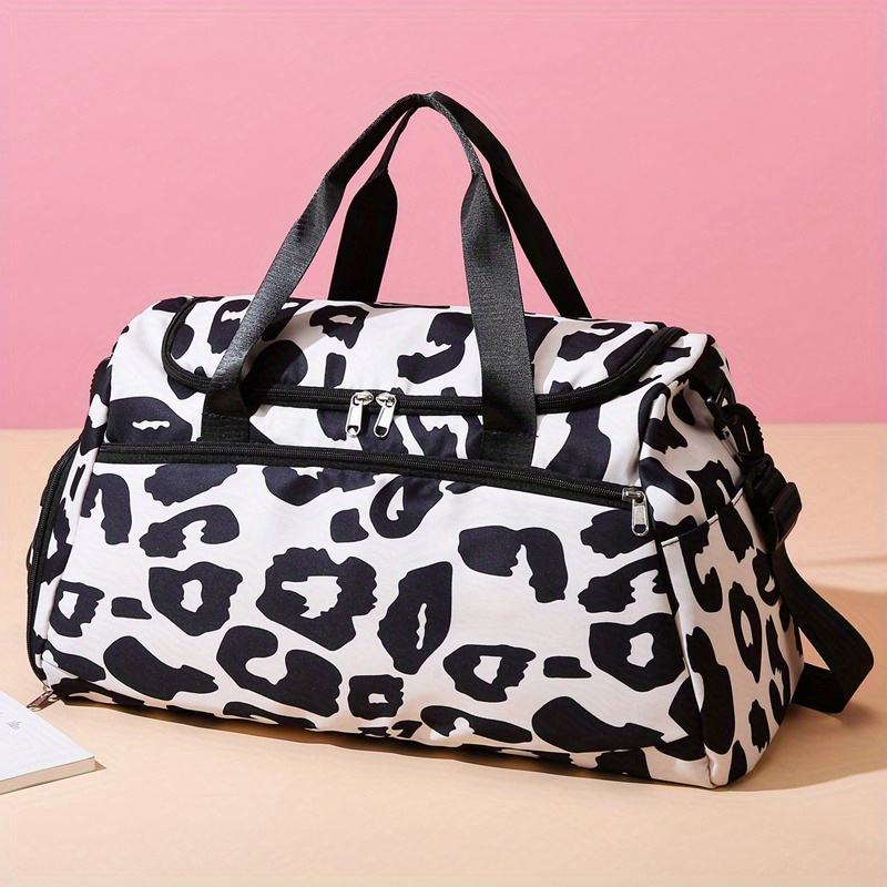 Leopard Pattern Sports Gym Bag, Nylon Weekender Overnight Bag, Portable  Travel Duffle Bag - Temu