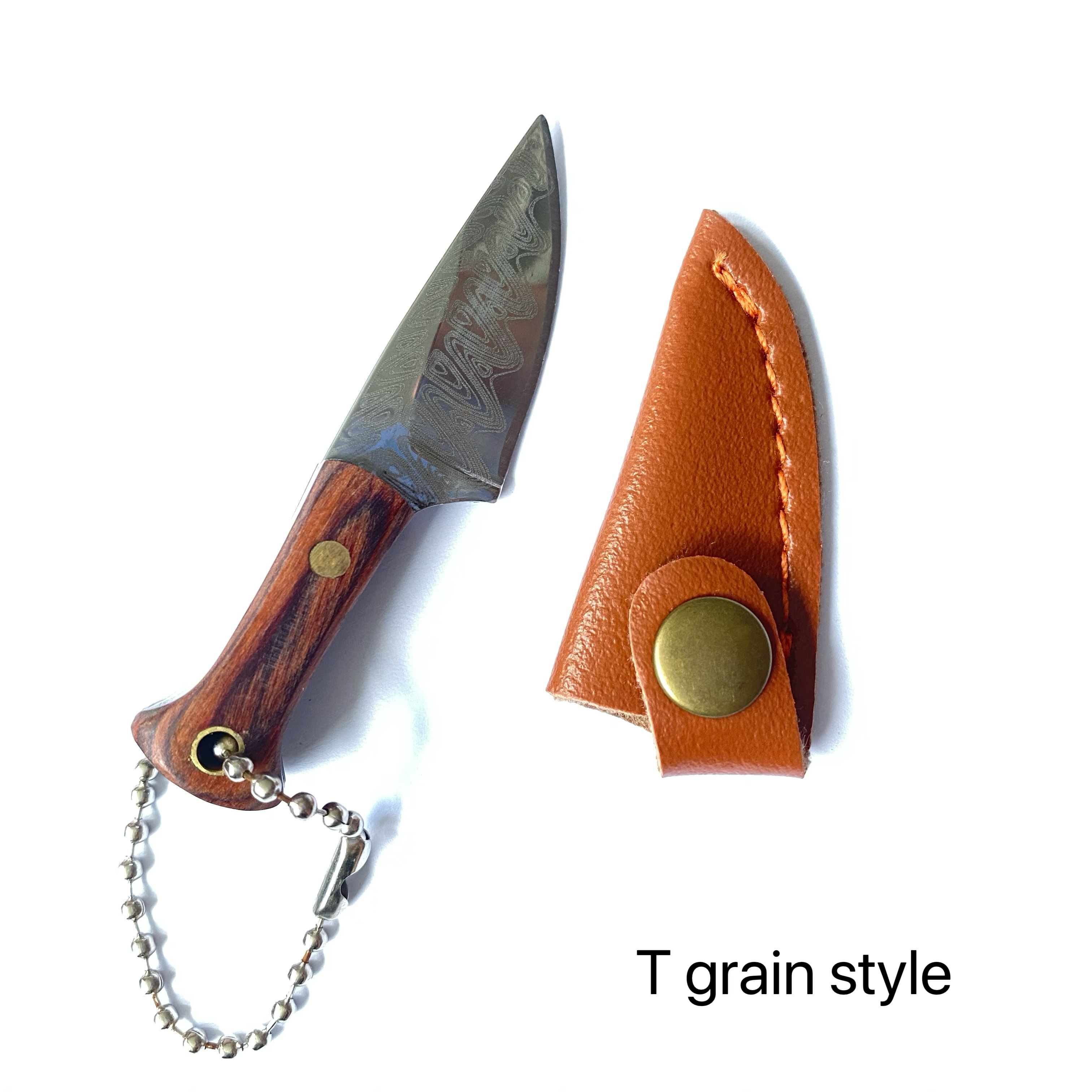  Pequeña mini navaja de bolsillo mitad dentado con cadena :  Herramientas y Mejoras del Hogar