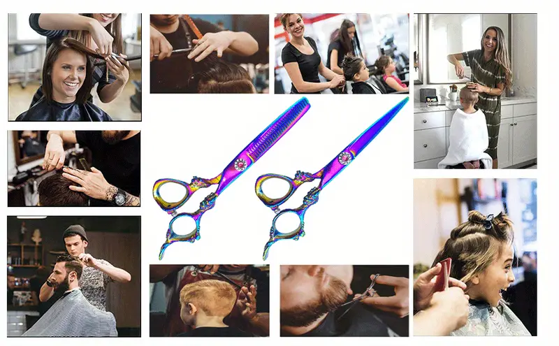 6 5 inch professional hair scissors flat scissors thinning scissors bangs scissors dragon pattern styling barber scissors kit for salon and home hairdresser scissors details 5