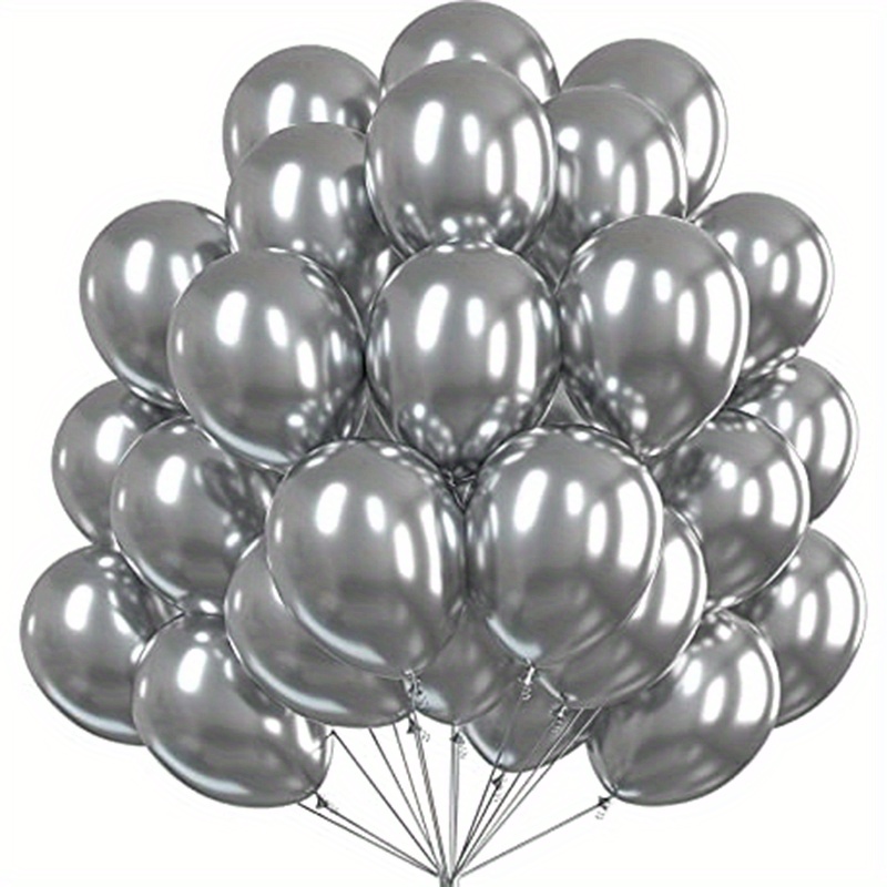 Kelfara Globos plateados, 60 globos de látex plateado metálico de 12  pulgadas con confeti plateado cromado para fiesta de cumpleaños, despedida  de
